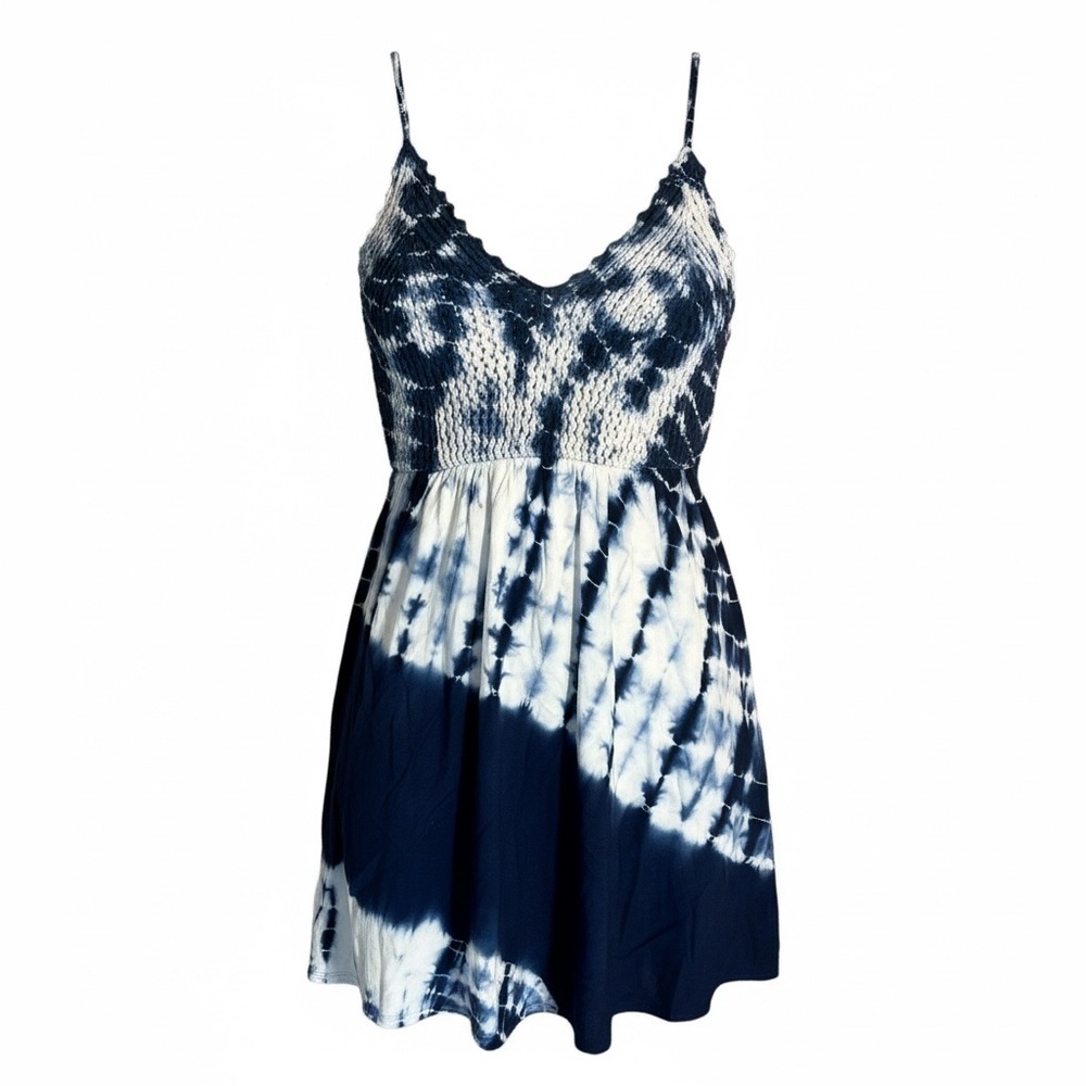 Xhilaration Navy and White Tie-Dye Dress